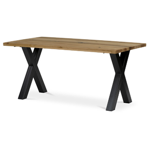 Stůl jídelní, 160x90x75 cm, masiv dub, kovové podnoží ve tvaru písmene 