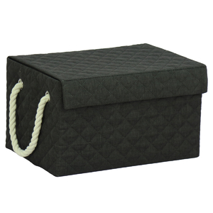 Koš regálový - látkový s uchy, hranatý, černý