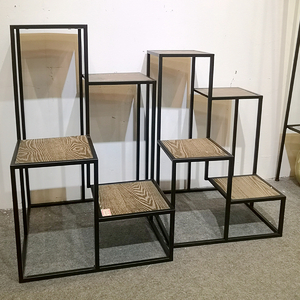 Stojan 4 patrový - kov a MDF deska (dýha jasan), cena za sadu 2 ks