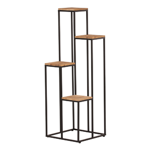 Stojan na květiny - 4 patrový, kov a dřevěná deska