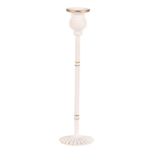Svícen kovový - 30 cm, na kónickou svíčku, bílý