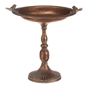 Stojan kovový - 46 cm, aranžovací, s ptáčky, měděný