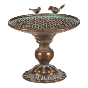 Stojan kovový - 24 cm, aranžovací, s ptáčky, měděný