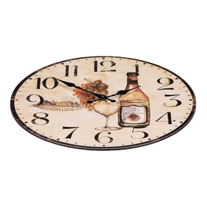 Hodiny nástěnné - pr. 34 cm, MDF, bílé víno