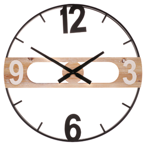 Hodiny nástěnné - pr. 60 cm, mix kovu a MDF