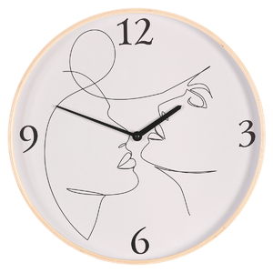 Hodiny nástěnné - pr. 40 cm, MDF a dřevěný rám, motiv tváří