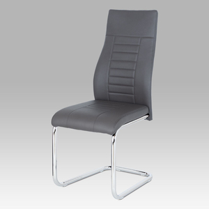 Jídelní židle, šedá koženka / chrom