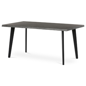 Stůl jídelní, 160x90x75 cm, MDF deska, dekor šedý dub, kov, černý lak
