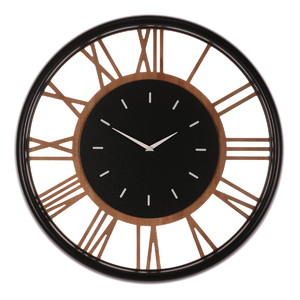 Hodiny nástěnné - pr. 60 cm, MDF a kov, římské číslice