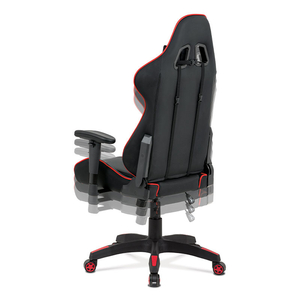 Herní křeslo, houpací mechanismus, červená ekokůže, KA-F03 RED