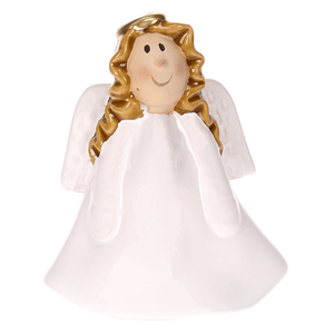 Anděl - keramická figurka, bílé šaty