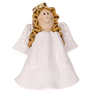 Anděl - keramická figurka, bílé šaty
