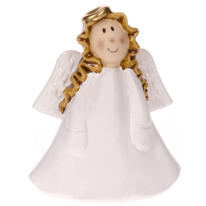 Anděl - keramická figurka, bílé šaty