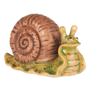 Šnek - keramická figurka, zelený s hnědou ulitou