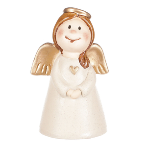 Anděl - keramická figurka, béžová se zlatými křídly