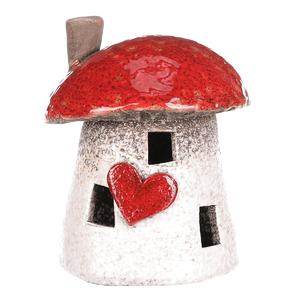 Domeček keramický - tvar houba, svícen.