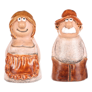 Babka a dědek - zahradní ozdoby na plot, keramika