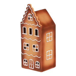 Domeček perníkový - keramika, LED osvětlení, hnědý