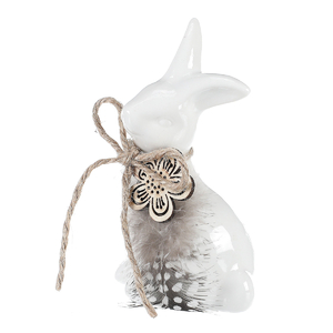Zajíc - keramická figurka, malá, barva bílá