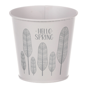 Obal kovový - kulatý s peříčky, barva šedá