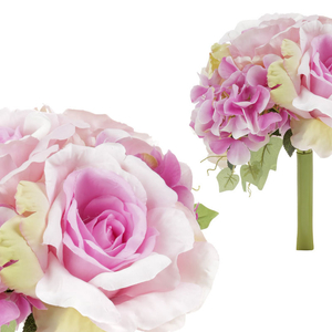 Hortenzie a růže, puget,  barva lila. Květina umělá.