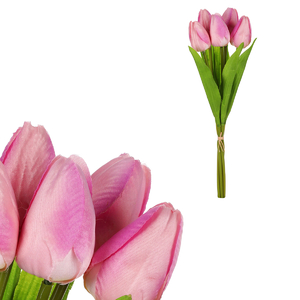 Tulipán - umělá kytice, 7 květů, barva fialová