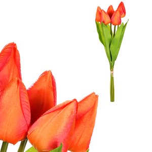 Tulipán - umělá kytice, 7 květů, barva oranžová
