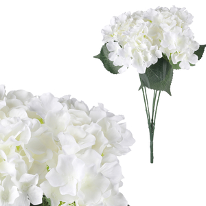 Hortenzie, kytice, 5 květů - barva bílá.