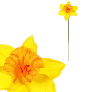 Narcis - umělý květ na stonku, žluto-oranžový