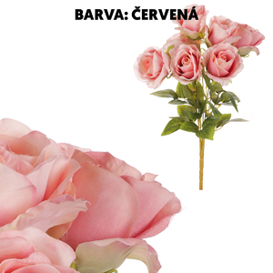 Růže - umělá kytice, 7 květů, červená barva