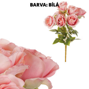 Růže - umělá kytice, 7 květů, bílá barva