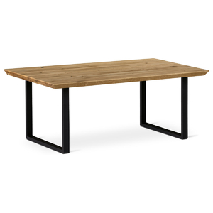 Stůl konferenční 110x70 cm, masiv dub, přírodní hrana, kovová noha 
