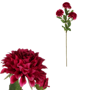 Jiřina - umělá květina, 5 květů, tmavě růžová barva.