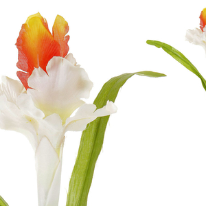 Iris - umělá řezaná květina, oranžovo-bílá
