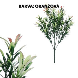 Buxus - umělý trs, oranžovo-zelený, svazek 6 ks, cena za 1 ks