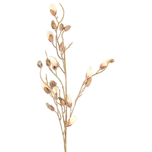 Magnolie poupě, barva bílá ojíněná. Květina umělá.