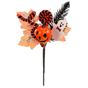 Větev umělá - přízdoba na Halloween, oranžovo-černá