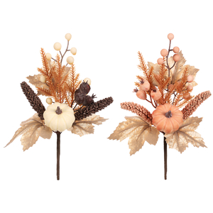 Větev umělá - dýně, bobule a jehličí, mix 2 druhů, cena za 1 ks