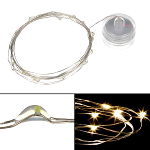 Řetěz s LED světýlky na knoflíkovou baterii, teplá žlutá barva