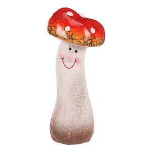 Houba - keramická dekorace, smějící se muchomůrka, kulatý klobouček
