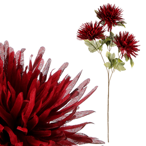 Chryzantéma - umělá řezaná, 3 květy, červená
