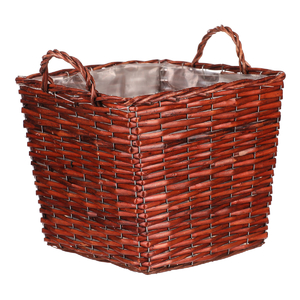 Košík proutěný - obal na květiny, hranatý, tmavě hnědý