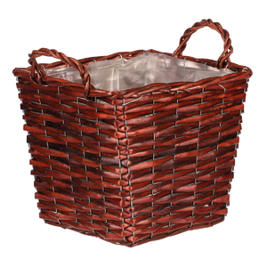 Košík proutěný - obal na květiny, hranatý, tmavě hnědý