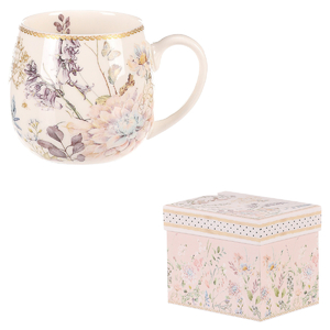 Hrneček v dárkové krabičce - porcelán, květinový motiv