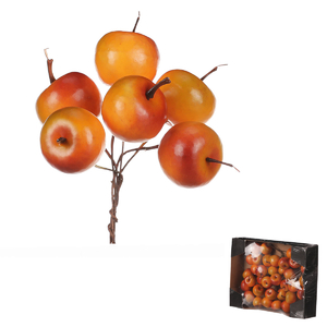 Jablíčka na drátku - umělá, oranžová, cena za balení (36 ks)