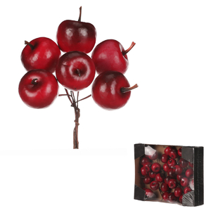 Jablíčka na drátku - umělá, tm. červená, cena za balení (36 ks)