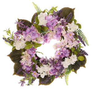 Věnec - umělé květiny, pr. 50 cm, fialovo-bílý