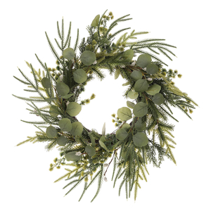 Věnec zelený - pr. 60 cm, eukalyptus a jehličí