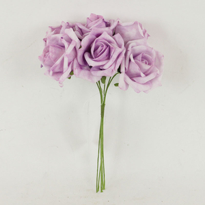Růžičky, puget 6ks, barva fialová. Květina umělá pěnová.