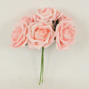 Růžičky, puget 6ks, barva růžová. Květina umělá pěnová.